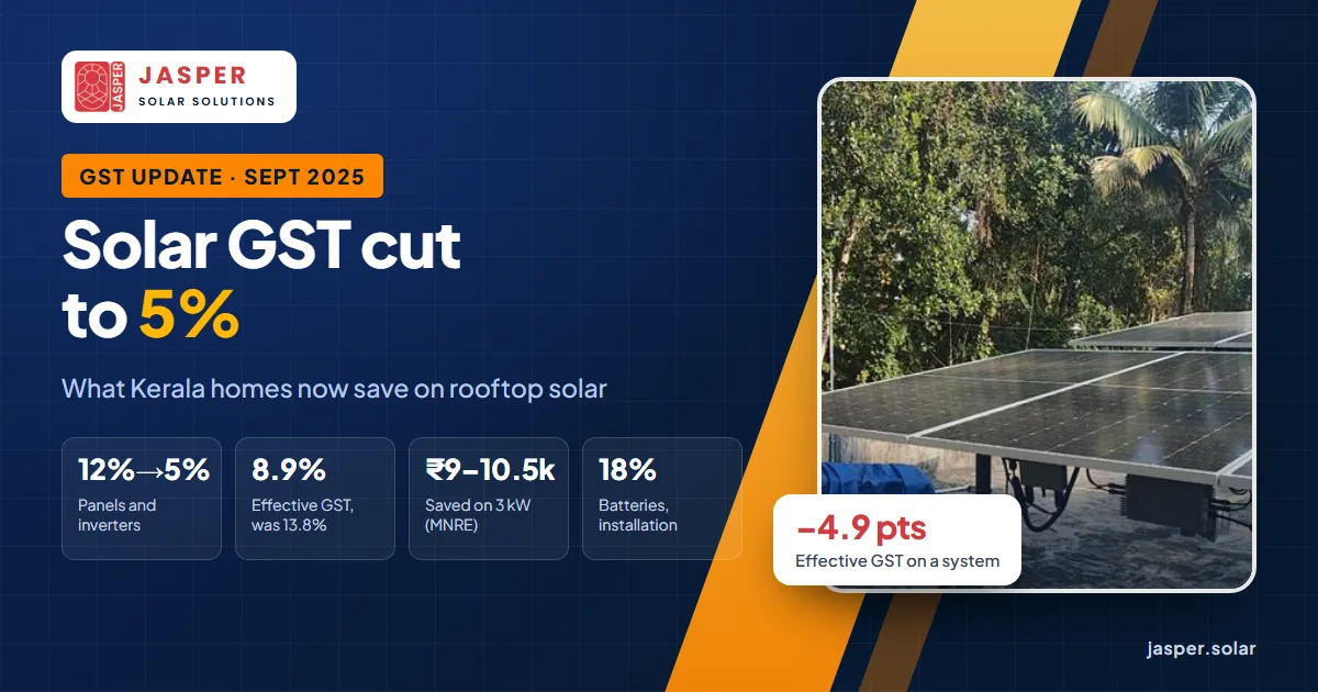 Solar panel GST cut to 5%: what Kerala homes now save