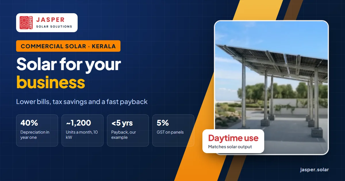 Solar for businesses in Kerala: benefits, tax and payback