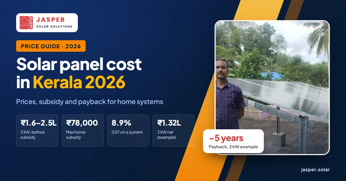 Solar panel cost in Kerala 2026: prices and subsidy