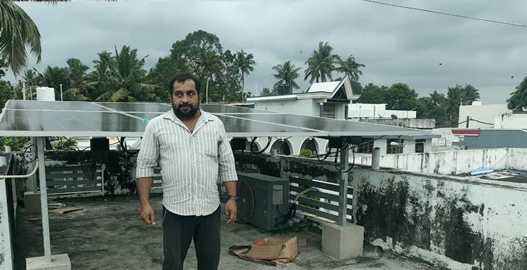 Rooftop array on HDG structure installed by Jasper Solar in Neyyattinkara, Thiruvananthapuram