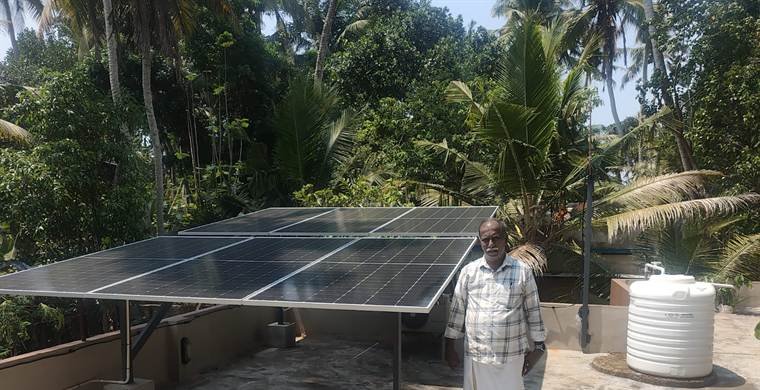 Rooftop array installed by Jasper Solar in Pachalloor, Thiruvananthapuram