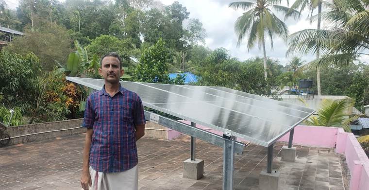 Rooftop array on HDG structure installed by Jasper Solar in Perumkadavila, Thiruvananthapuram
