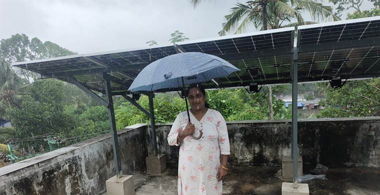 Elevated rooftop array installed by Jasper Solar in Tholicode, Thiruvananthapuram