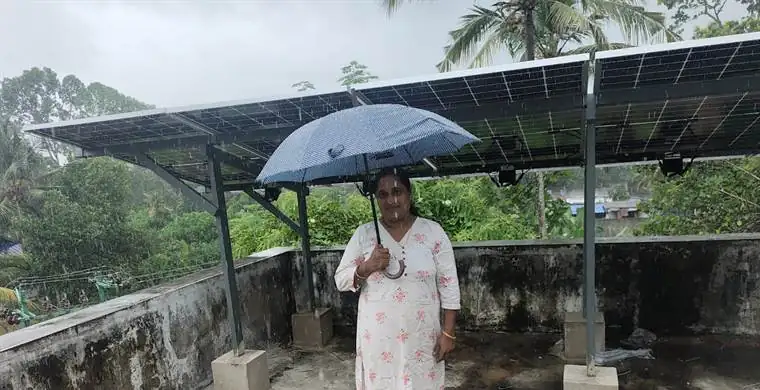 Elevated rooftop array installed by Jasper Solar in Tholicode, Thiruvananthapuram