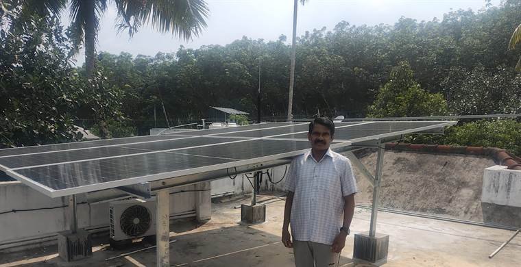 Rooftop array on HDG structure installed by Jasper Solar in Vattappara, Thiruvananthapuram